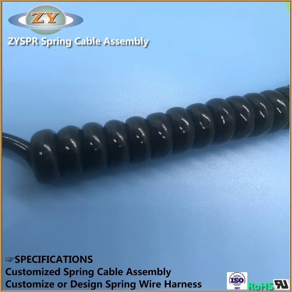 Custom coil cable wiring harness TPU coil cable with terminal connector cable assebly - ANKUX.COM