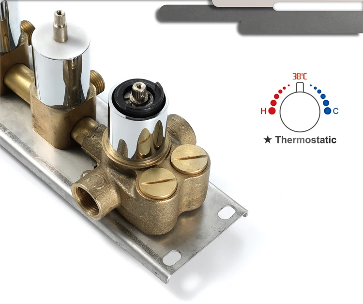 Valve body 6+1 switch hot and cold water thermostatic control switch brass chrome plated body