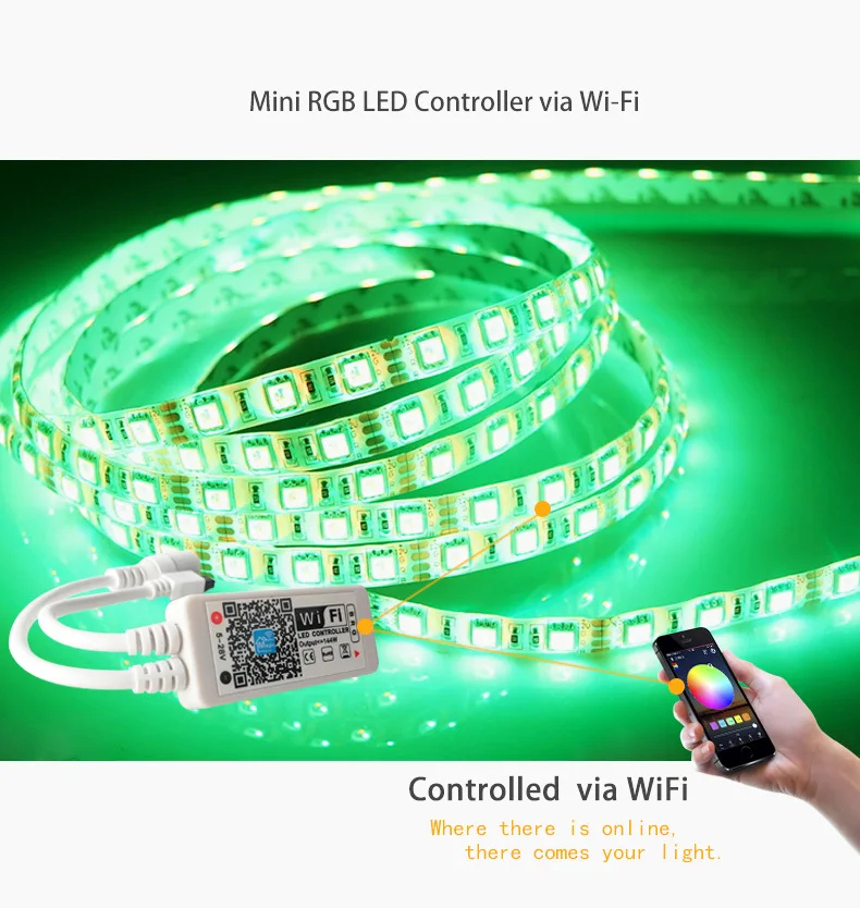 Wifi Led Strip Light Controller Dc5v24v Rgb App Control 144w Output