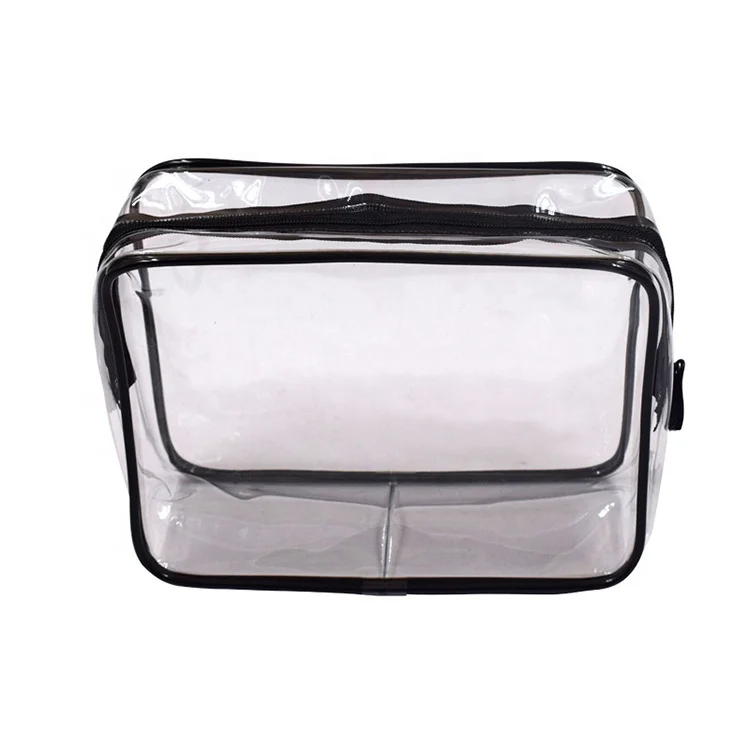 clear makeup bag with compartments