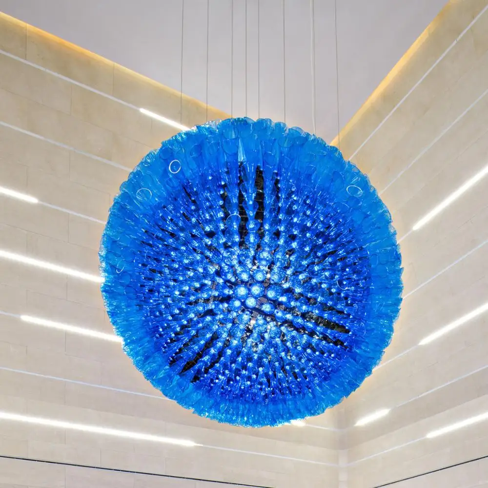 Blue Round glass ball art lighting fixtures chandeliers
