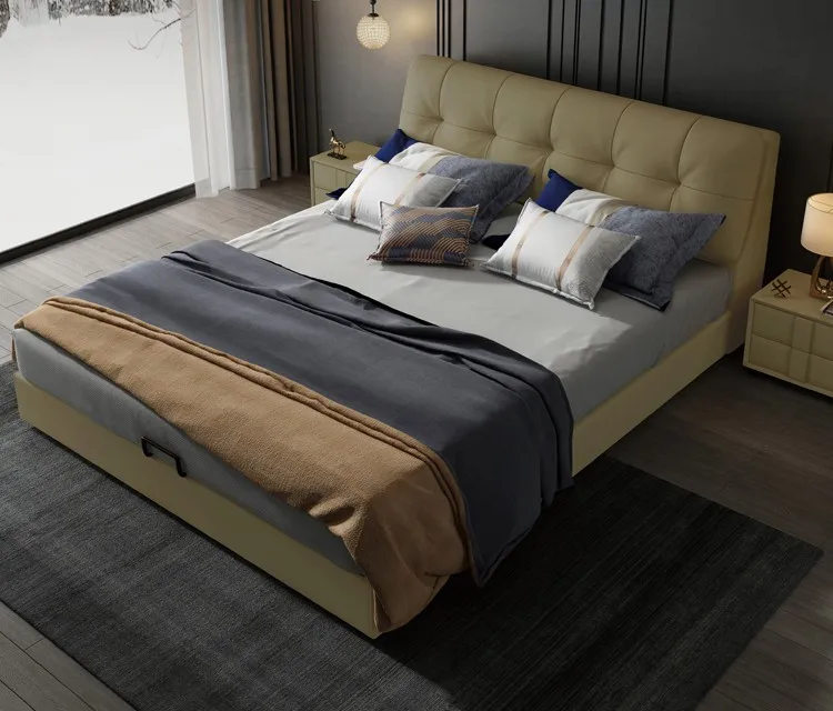 Light Luxury Double Bed Italian Minimalist Bedroom Furniture Nordic