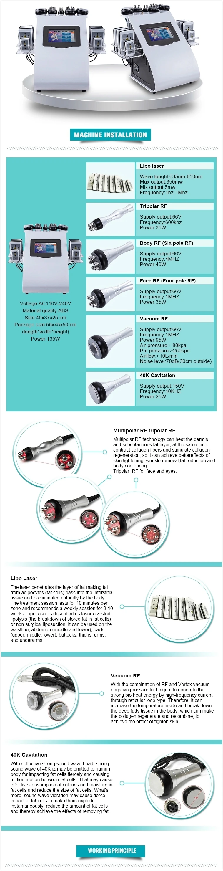 Multifunctional anti cellulite body with great price 80k cavitation machine Plastic home use liposonix