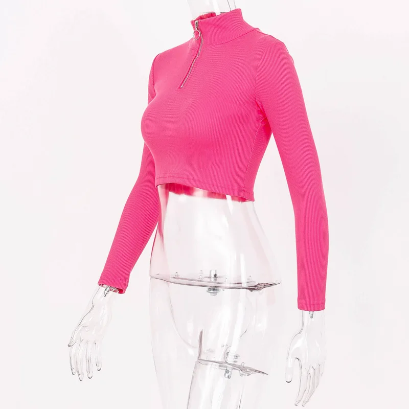 half zip crop top long sleeve