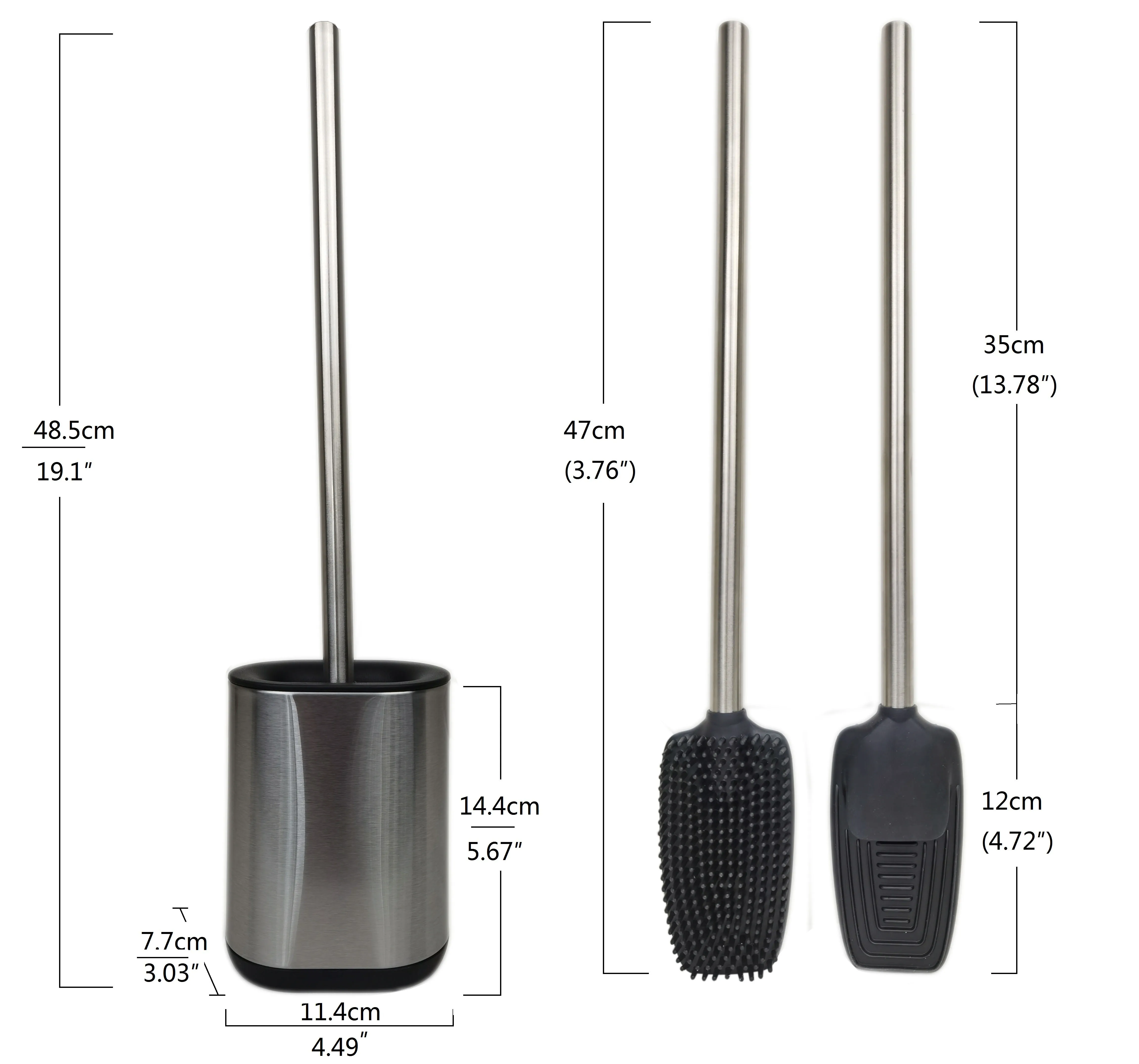 Silicone Flex Toilet Brush With Holder Stainless Steel Holder Stainless Steel Handle Flexible