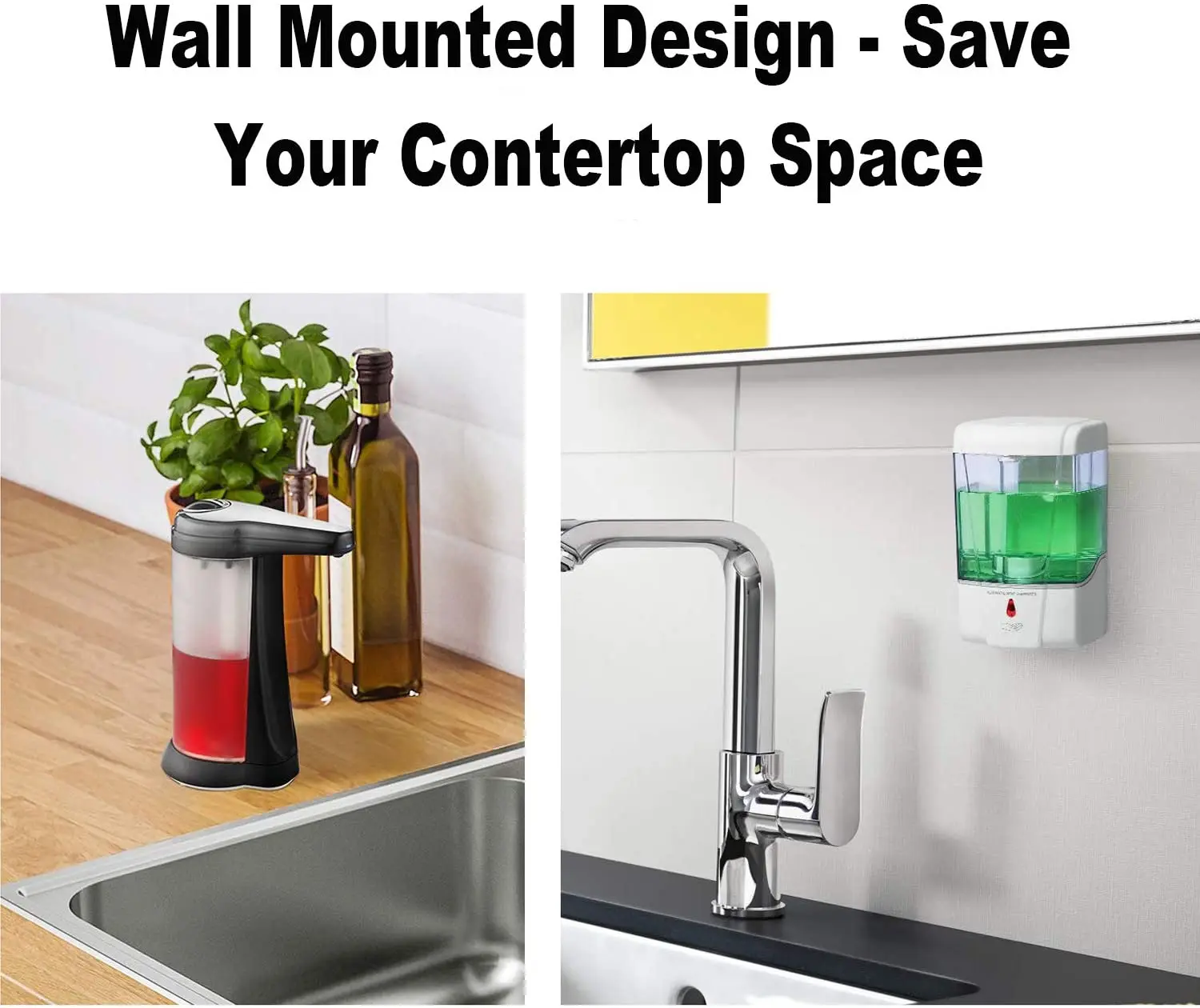 Shemax Hand Sanitizer Dispenser, Wall Mounted Automatic Commercial Liquid Soap Dispenser Gel Touchless Hand Soap Sanitizer