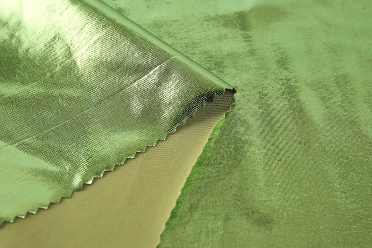 Foil Printing Shiny Lycra Polyester Spandex 4 Way Stretch Fabric