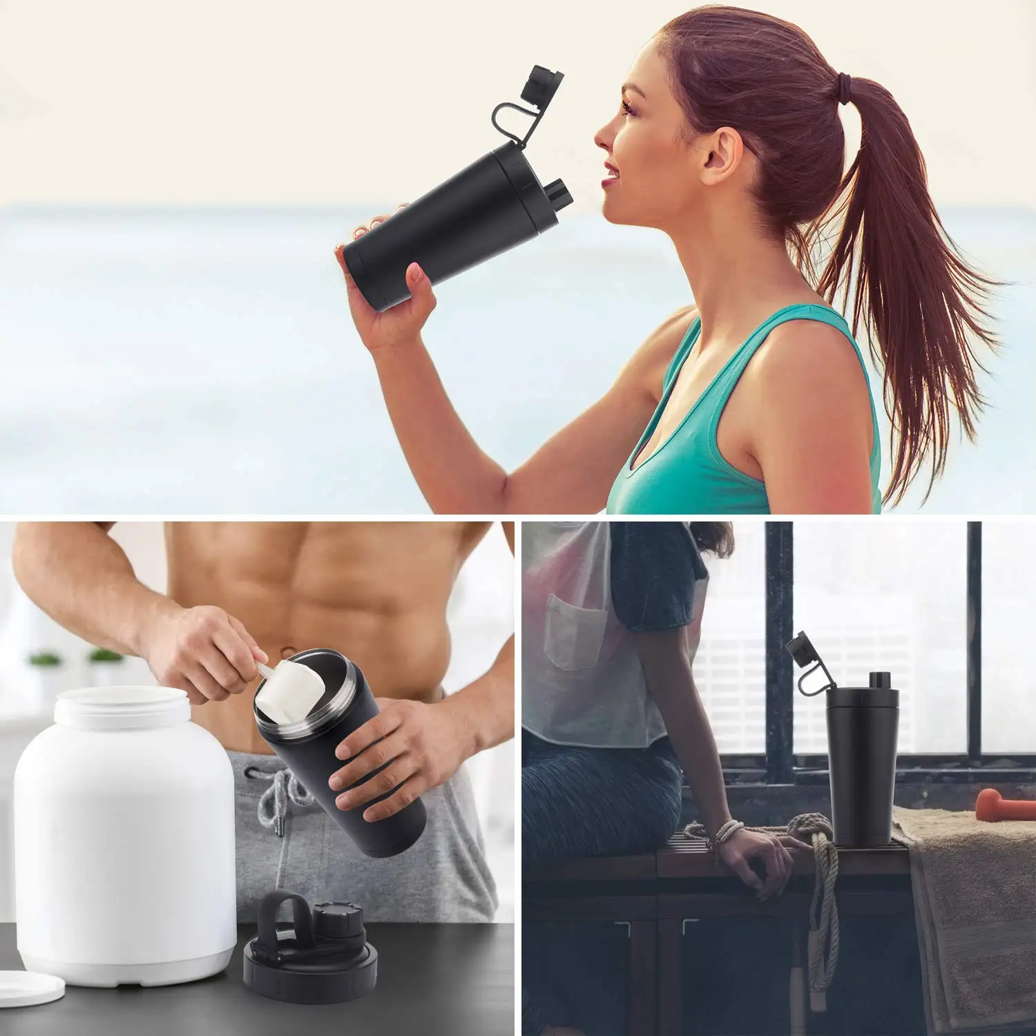 20oz Protein Shaker Bottle Stainless Steel Protein Shaker Hot/cold