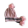 New Design Korean Version three Ball Jacquard Windproof Wool Fleece Ear Guard Head Lovely Warm Knit Beanie Hat