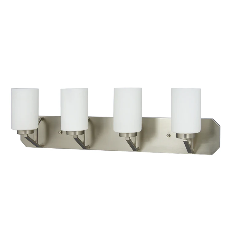 Modern Indoor 4 Light Wall Light, Satin Nickel Glass Wall Lamp Home Hotel Bathroom Vanity Light Fixtures above Mirror