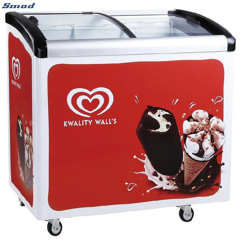 Small Glass Top Freezer Sliding Glass Lid Deep Freezer Mini Display