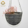 Export high quality flower pots hanging handwoven artificial wooden planter flower pot