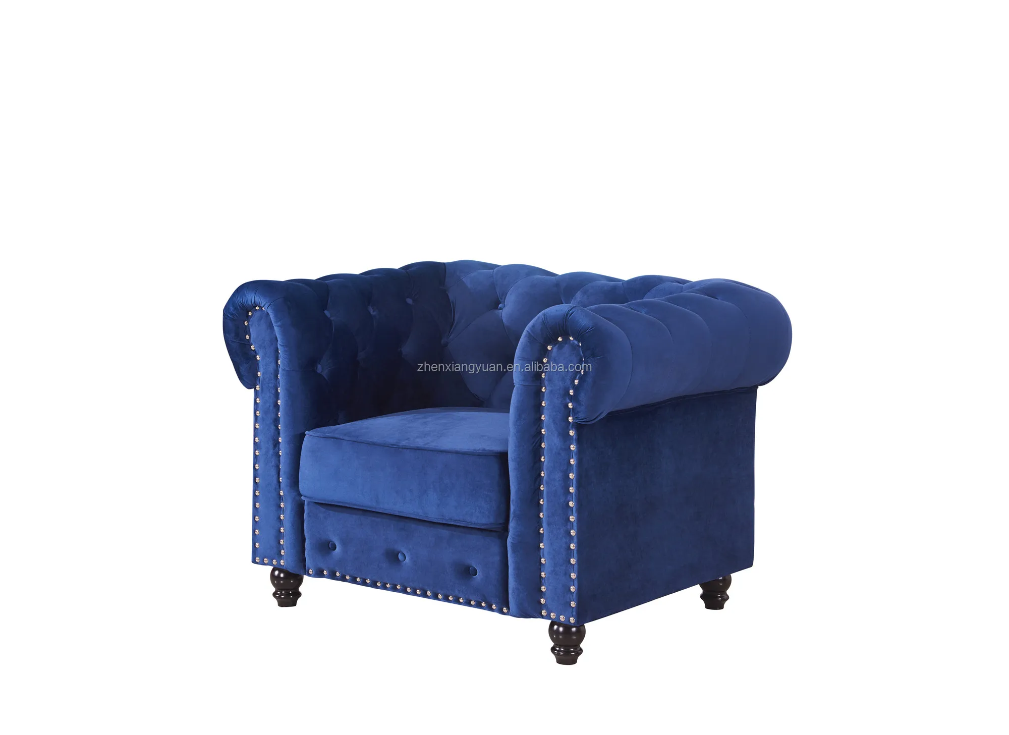 Wholesale Furniture Factory Direct Blue Velvet Chesterfield Sofa Living Room Couch Furniture
