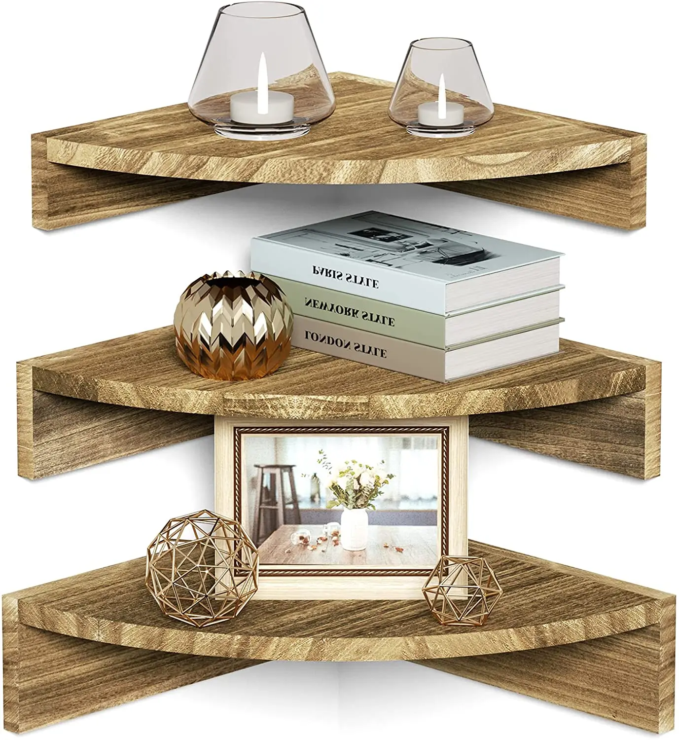 Corner Floating Shelves Wall Mounted Rounded Wood Shelf Buy