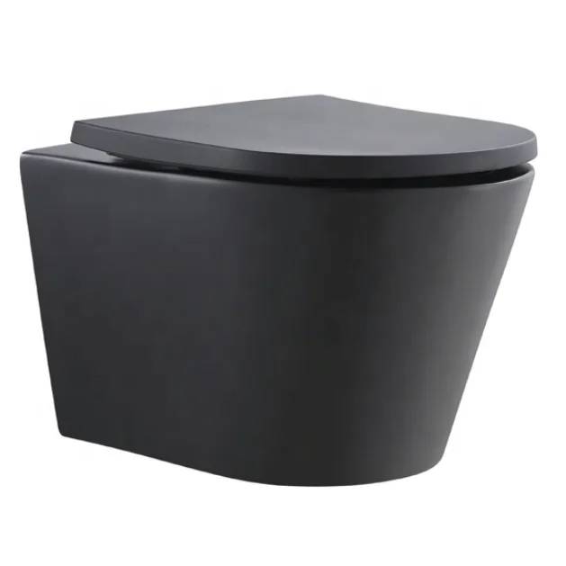 Matt Back Rimless Wall Hung Toilet With Uf Seat Cover Buy Matt Black Toiletrimless Toilet 2980