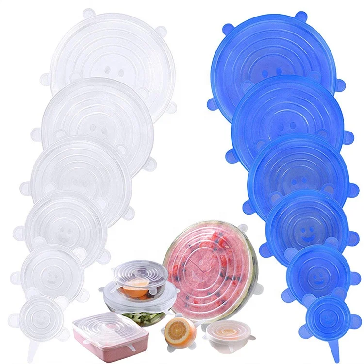 

silicone tretch lids reusable,2 Pieces, Blue,clear,pink,yellow