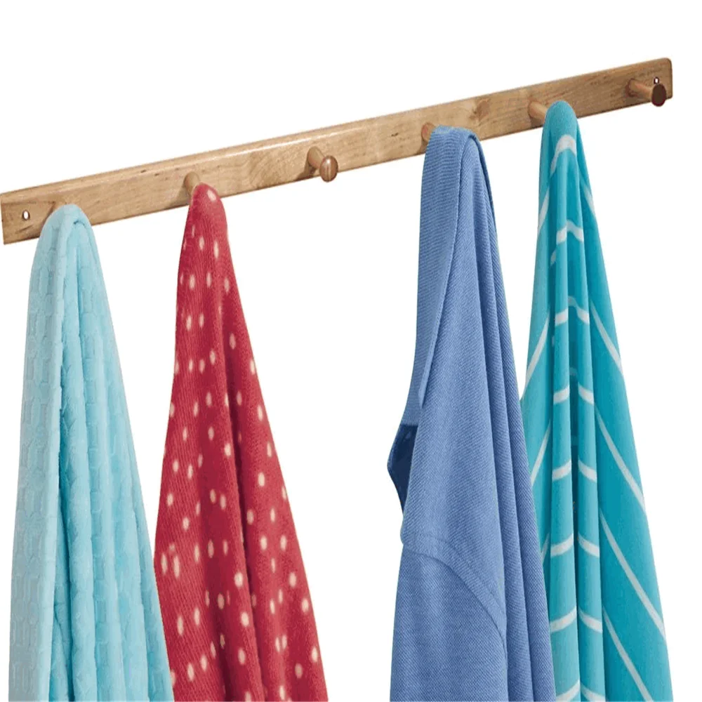 Entryway simple modern 6 hooks wall mount factory wholesale wood coat rack