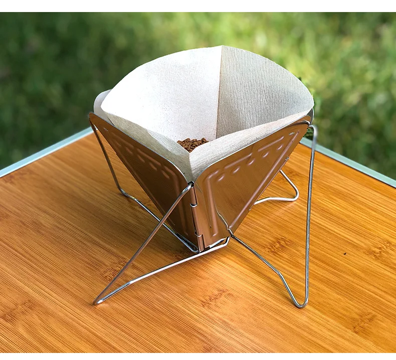 Outdoor Camping Coffee Drip Rack Stainless Steel Coffee Filter Foldable