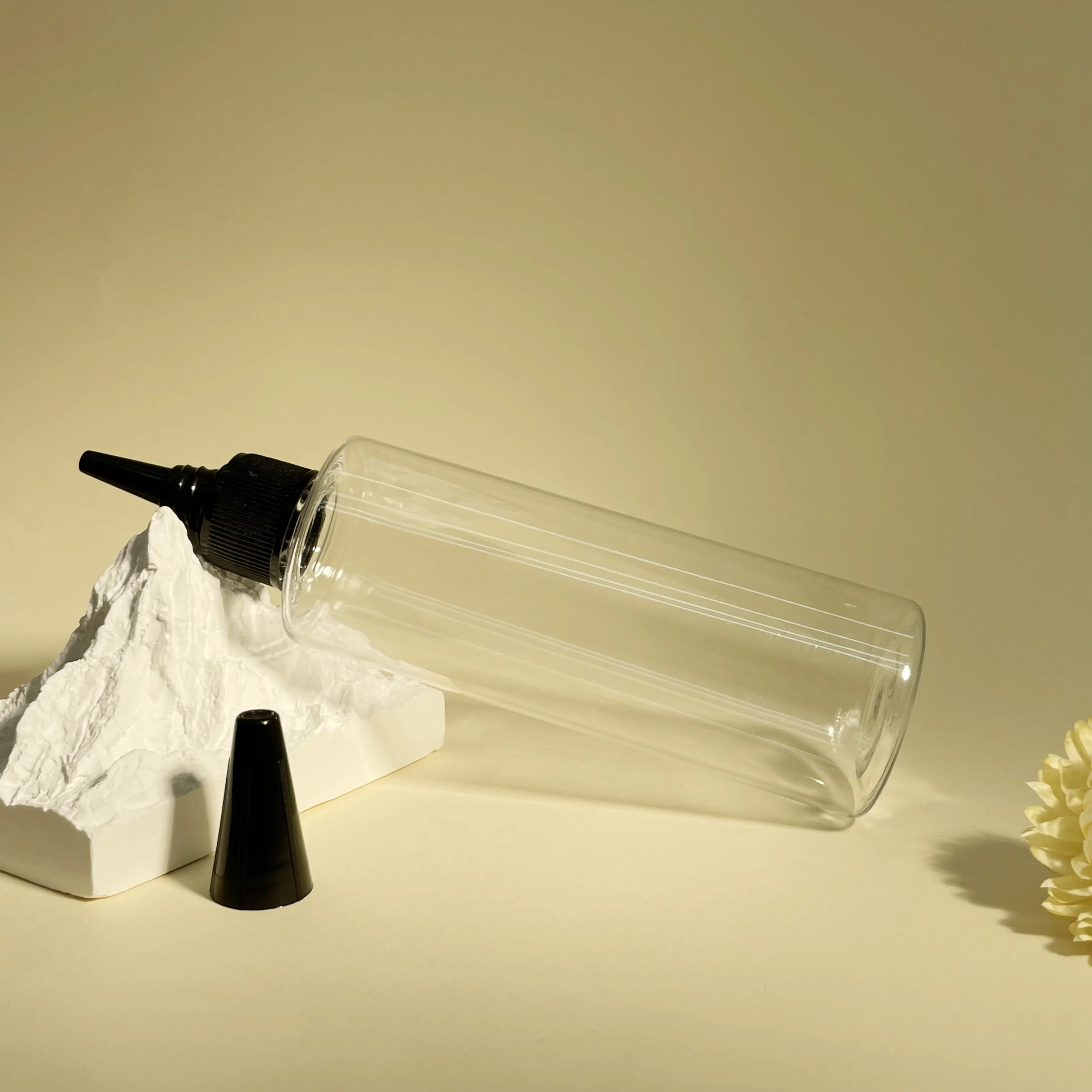 product 100ml 120ml c lear plastic bottle with black twist cap lotion hair oil shampoo pet squeeze bottle-2
