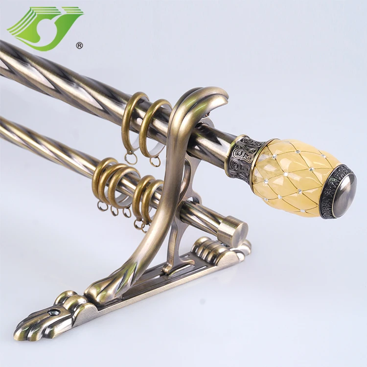 Custom Luxury Resin Finials Decorative Hot Sale Swivel Curtain Rod