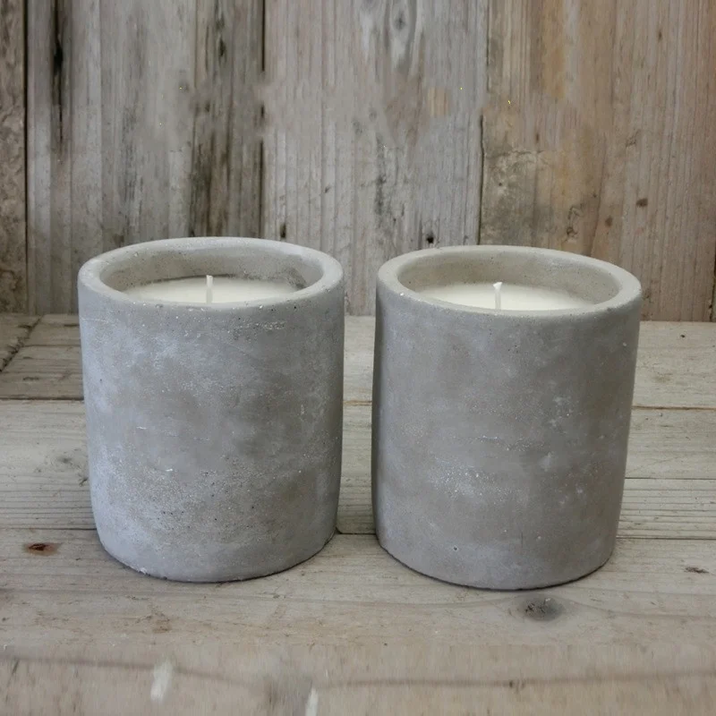 Wholesale Custom Natural Soy Wax Concrete Candle Jar With Candle Holder