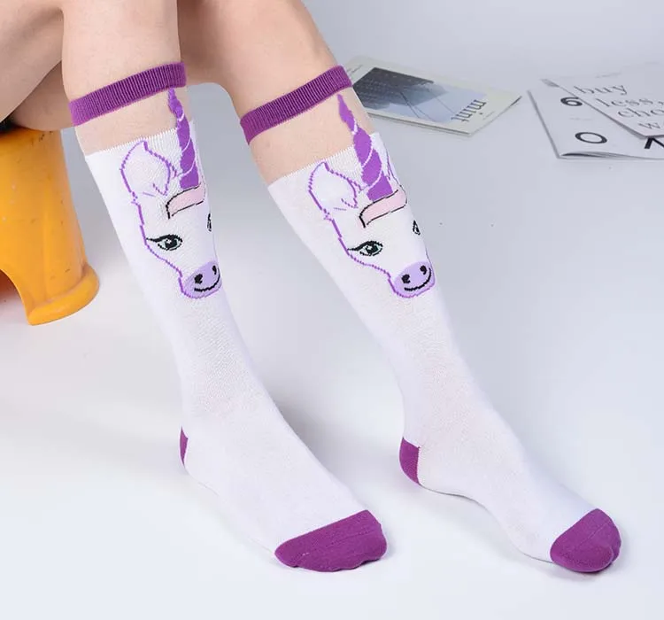 designed pink funny tube custom winter slouch cute cartoon colorful happy cotton women socks