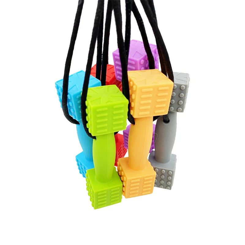 Dumbbell Silicone Baby Teether Autistic Children Sensory Chewing