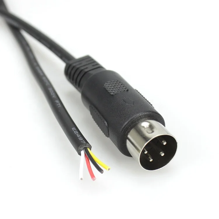 Male 4 PIN DIN MIDI Cables Custom plug wire assembly big din 4 pin cable to open end