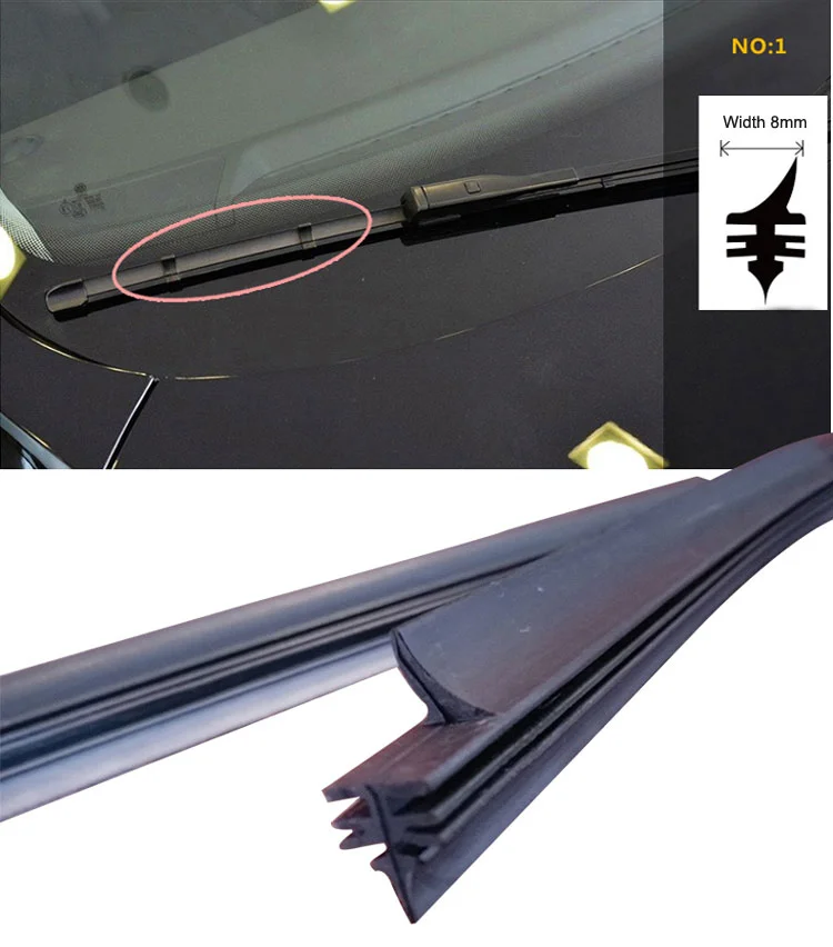 8mm Boneless Wiper Blade Rubber Refill Replacement From 14 To 32 Inch