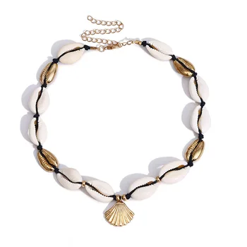 gold shell necklace choker