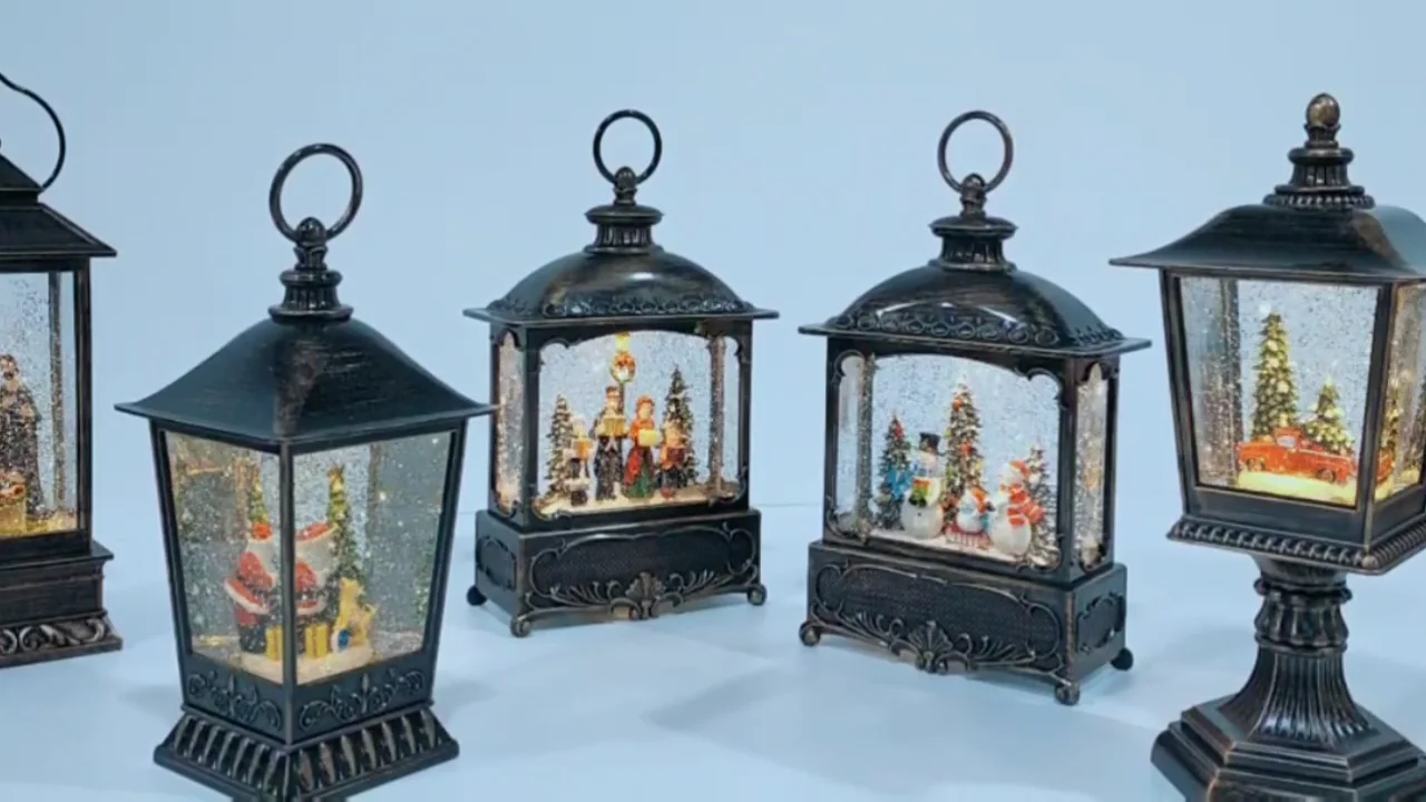 WHITE CHURCH NATIVITY SCENE GLITTER LANTERN main image 1