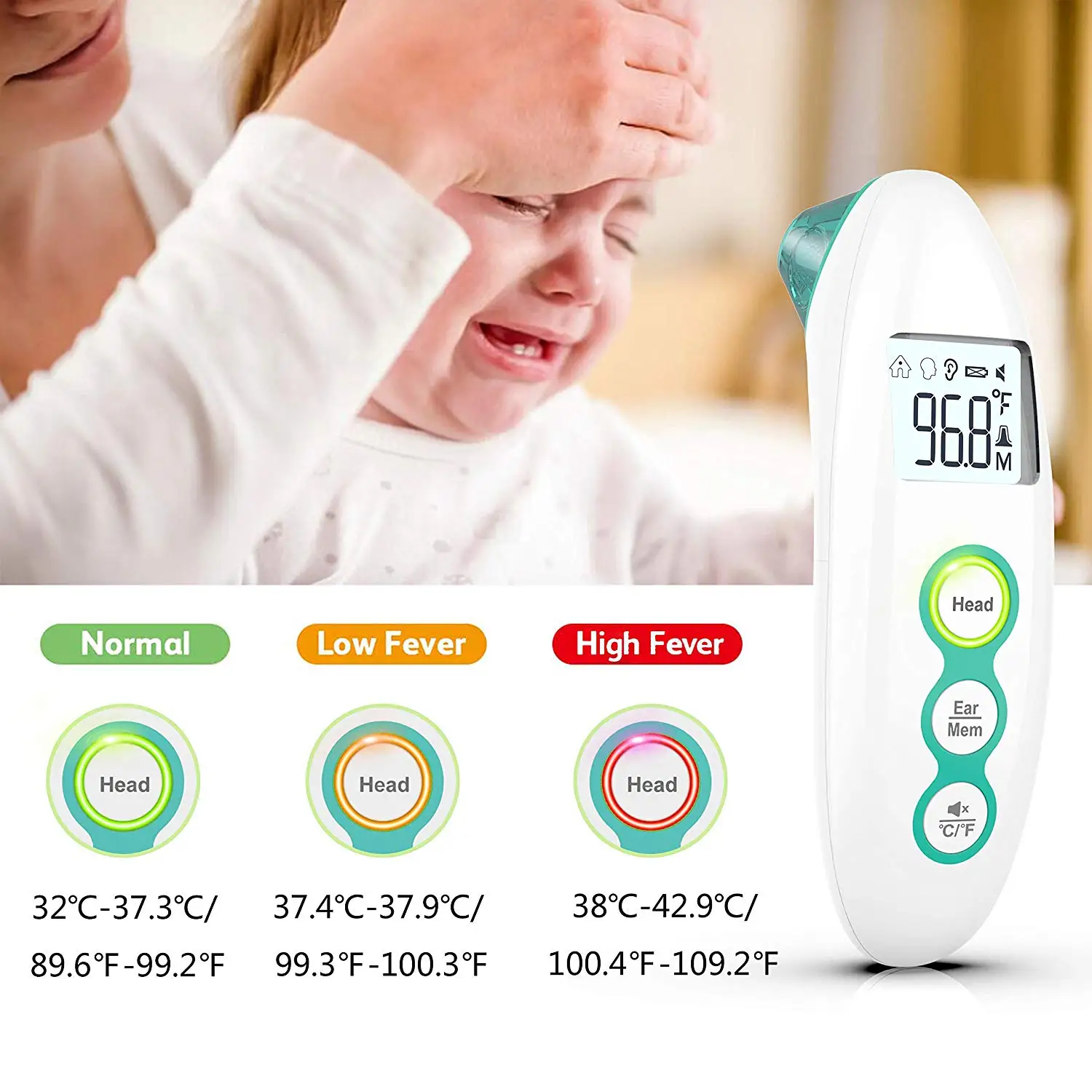 Digital Kids Forehead And Ear Thermometer Finicare Instant Reading Baby