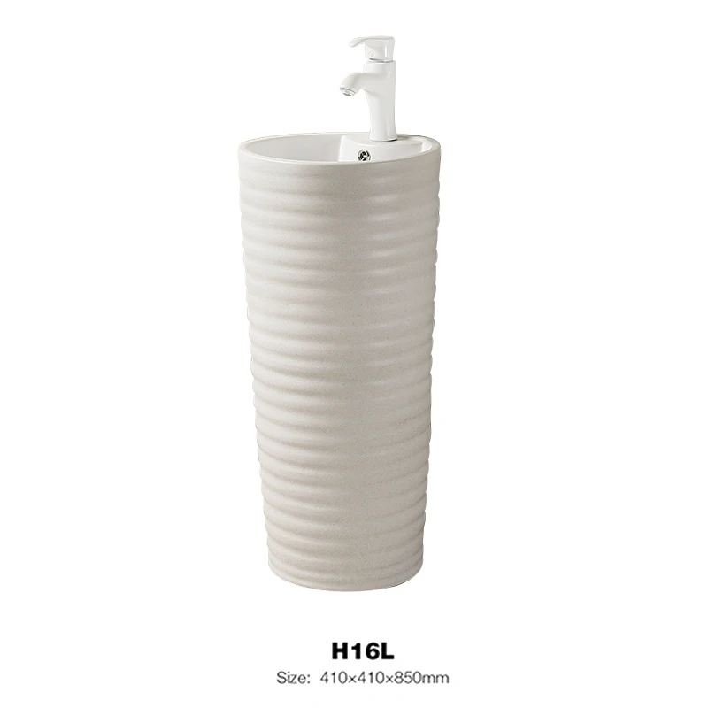 White Color Bathroom Basin Round Shaped Hand Washing Art Basin H16L