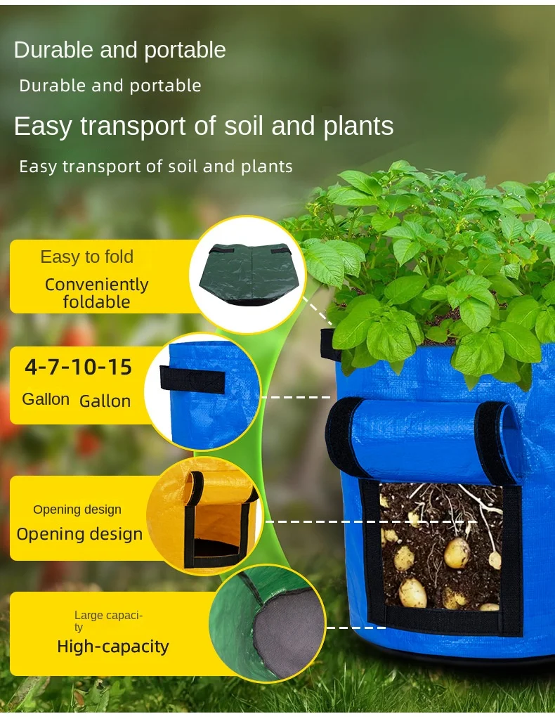 product wholesale factory green pe planting bag for outdoor gardening breathable beauty bag for potato fertilizer grow grow bag-4
