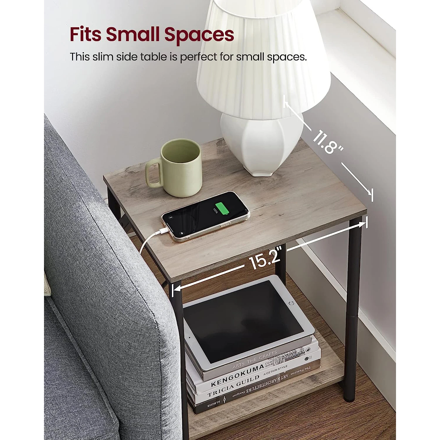 Side Table With Charging Station 2end Tables,With Usb Ports And Sockets