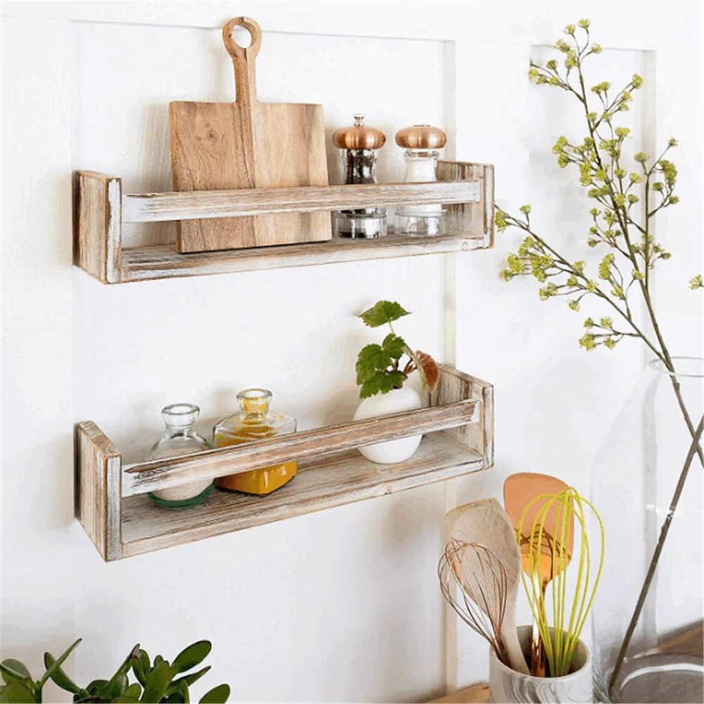 Set of 2 farmhouse style gray use in kitchen bathroom or nursery best selling rustic wooden float shelf