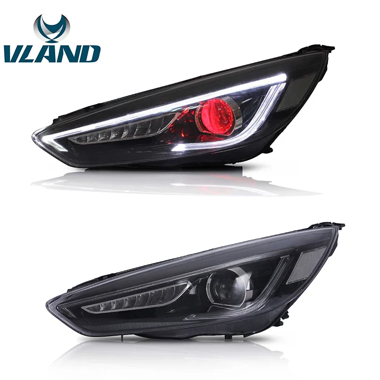 VLAND wholesales for Ford Focus head lamps LED Lens with demon eyes Head lights 2015-2017 For Ford Focus
