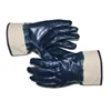 Blue nitrile dipped coated jersey cotton lining oil resistant construction work gloves gants enduits de nitrile