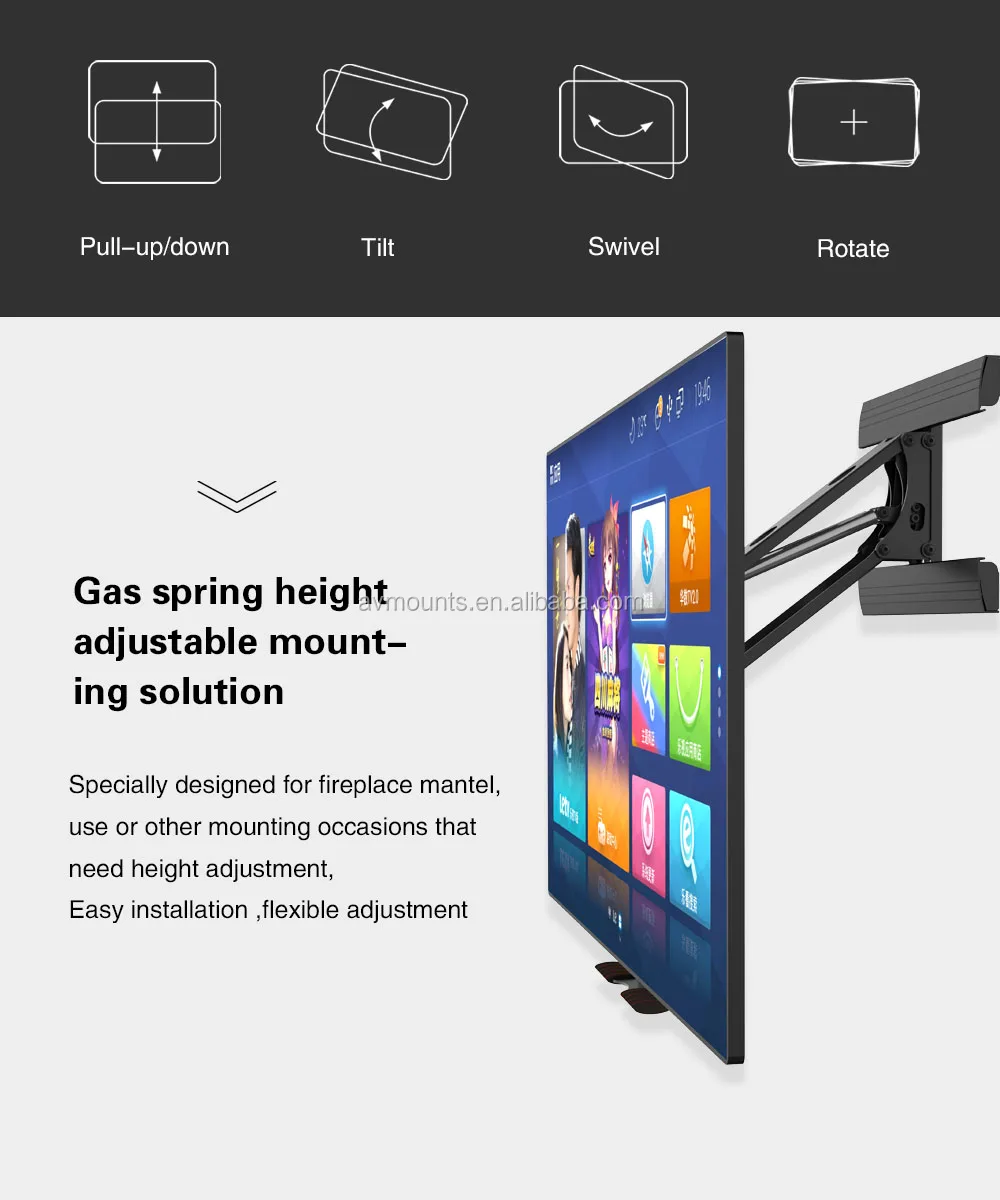 Amazon Hot Gas Spring Adjustable Pull Down Tv Mount Bracket Above