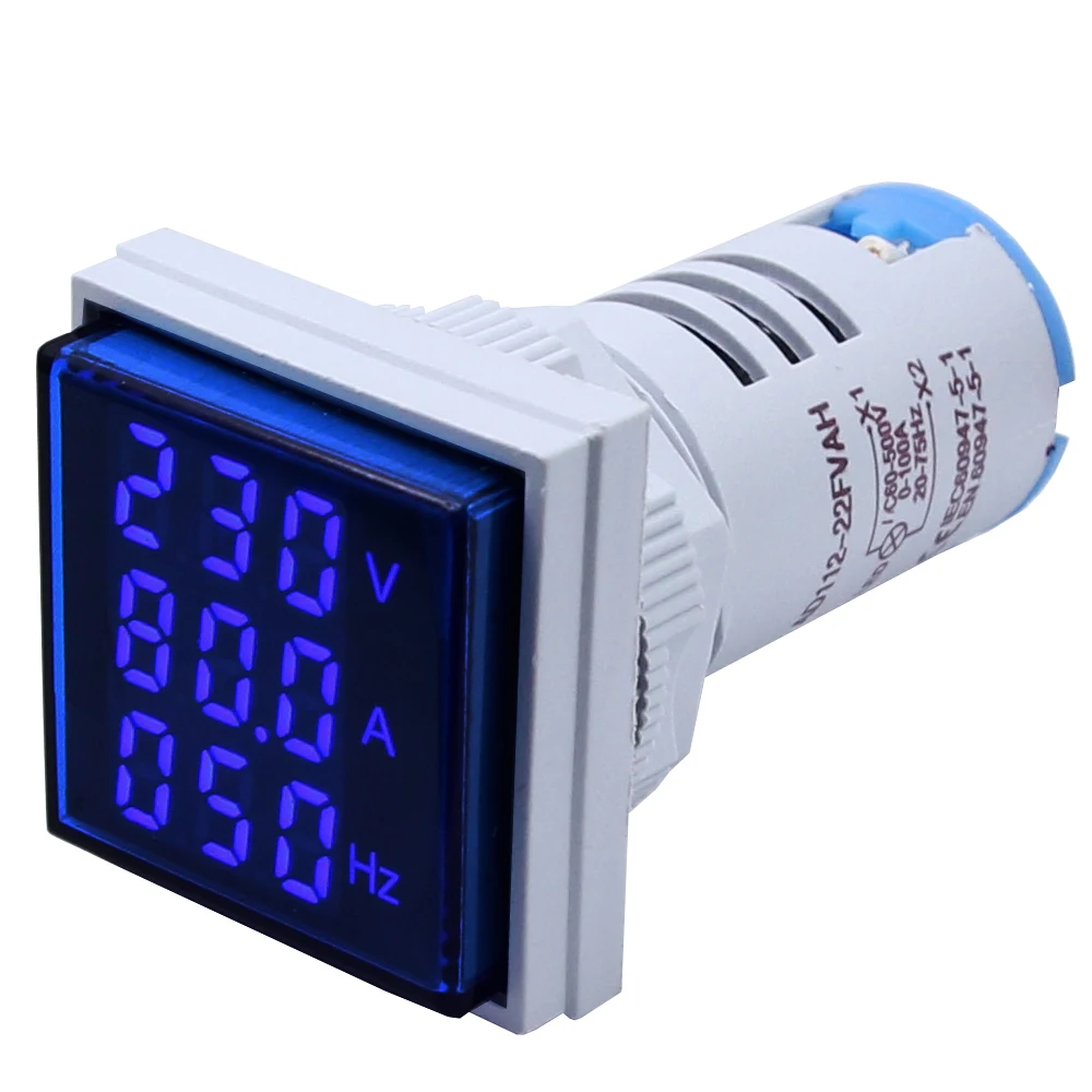 22mm Ce Led Square Mini Crystal Membrane Digital Display Hz Hertz Frequency Meter Indicator Lamp Measuring Range 0-99hz Freq
