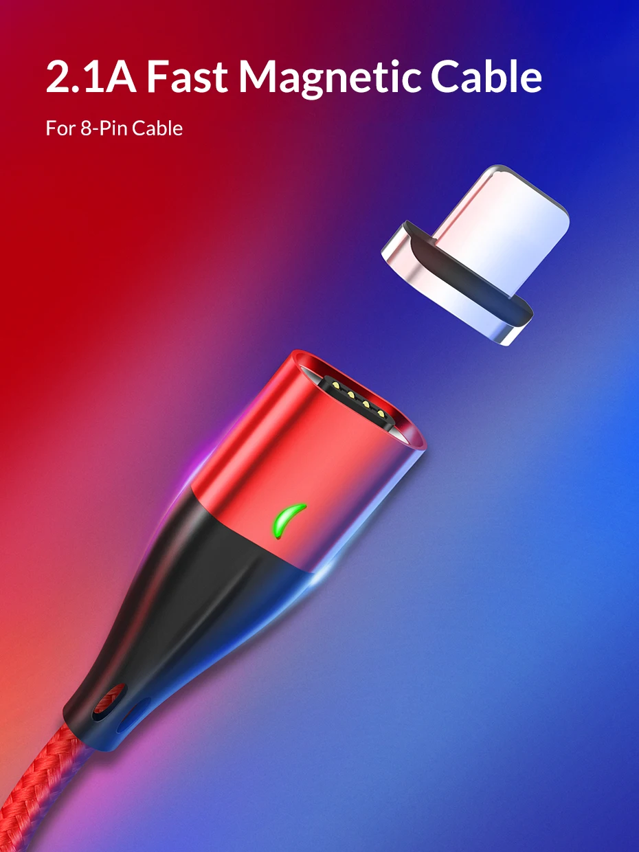 TOPK 1M AM61 Fast Charging Nylon Braided LED Phone Magnetic USB Charger Cable - ANKUX.COM