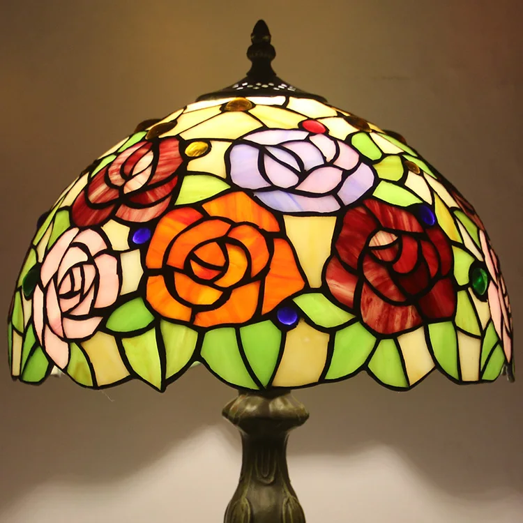 Wholesales Tiffany Children Bedroom Living Room Bedside Rose Shape Wedding Decorative Led Small Table Lamp