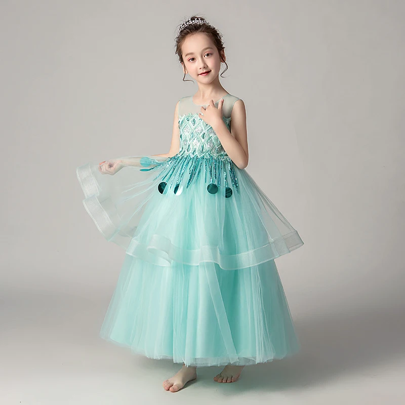 Baby Graduation Dresses Kids Sequin Tassel Little Girls Ball Gown