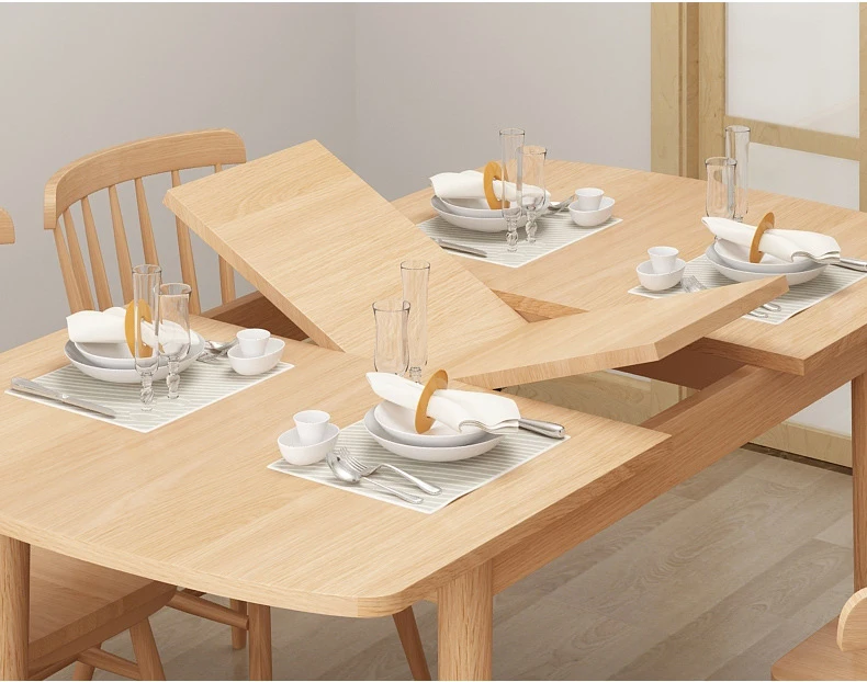 product-Solid And Chairs Carving Round Extendable One Piece 4 Seater Modern Luxury Dining Wood Table-2