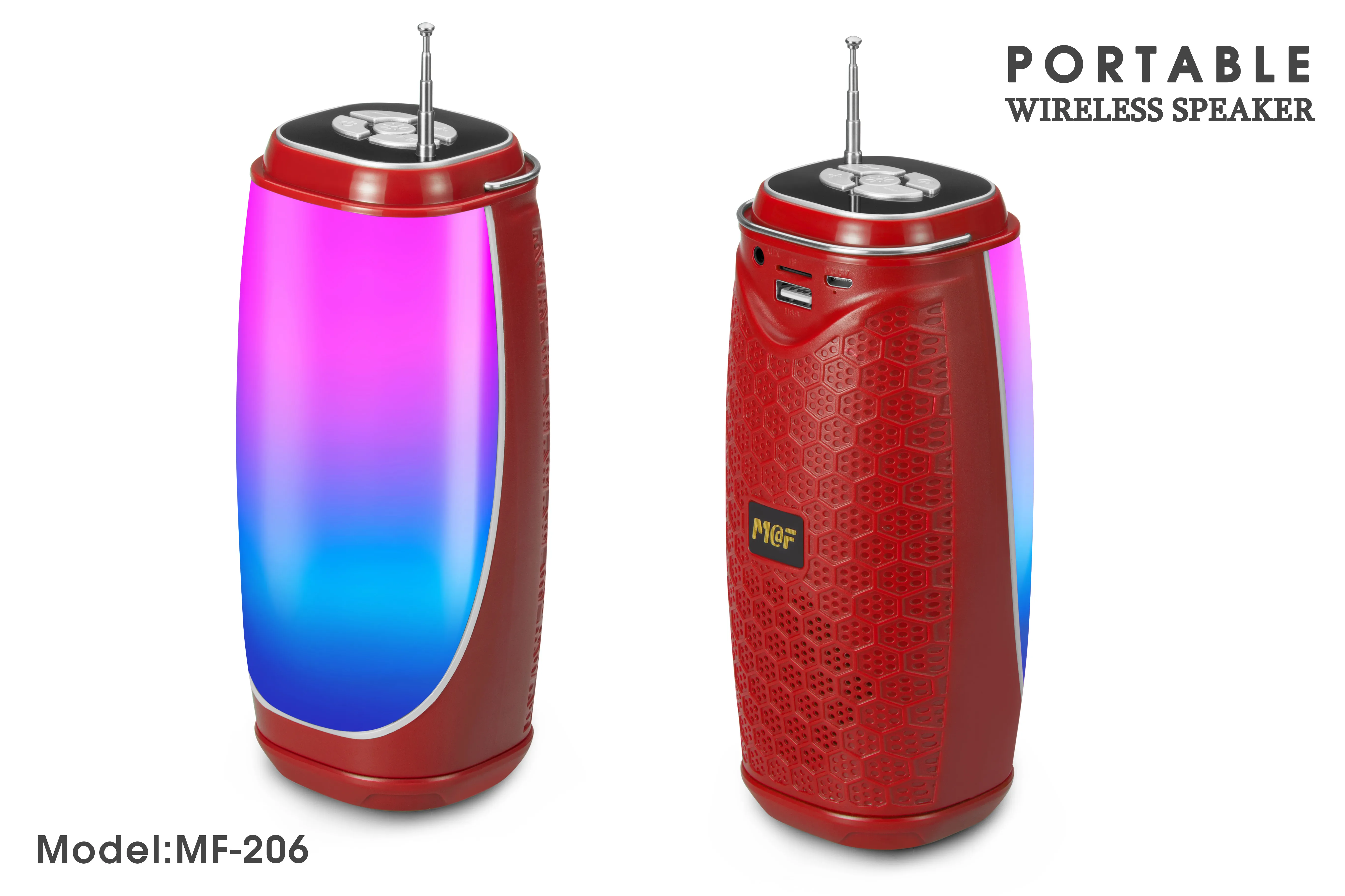Portable colorful wireless bluetooth speaker with subwoofer, easy to carry, suitable for outdoor party activities - ANKUX.COM