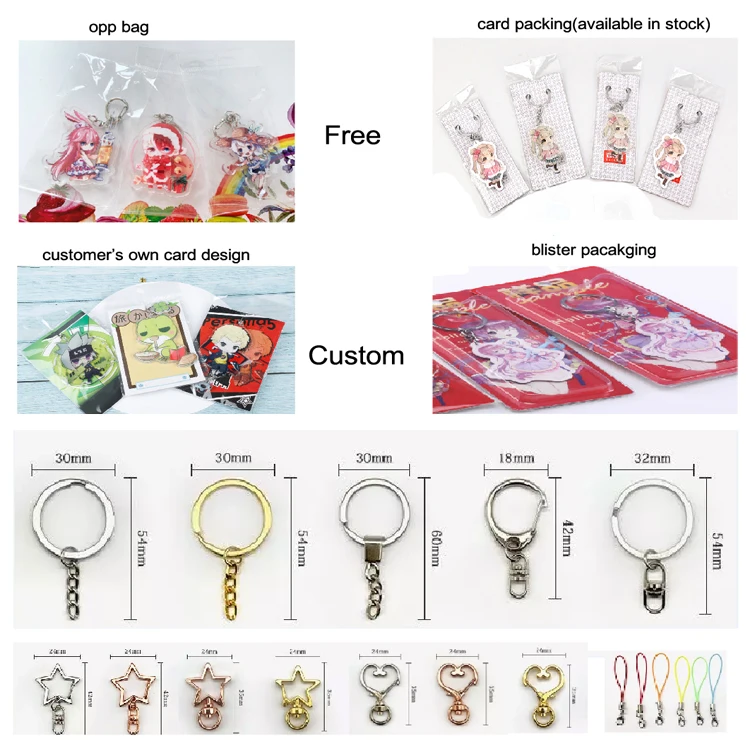 Popular design factory direct sales cartoon cute plastic shaker acrylic keychain custom details