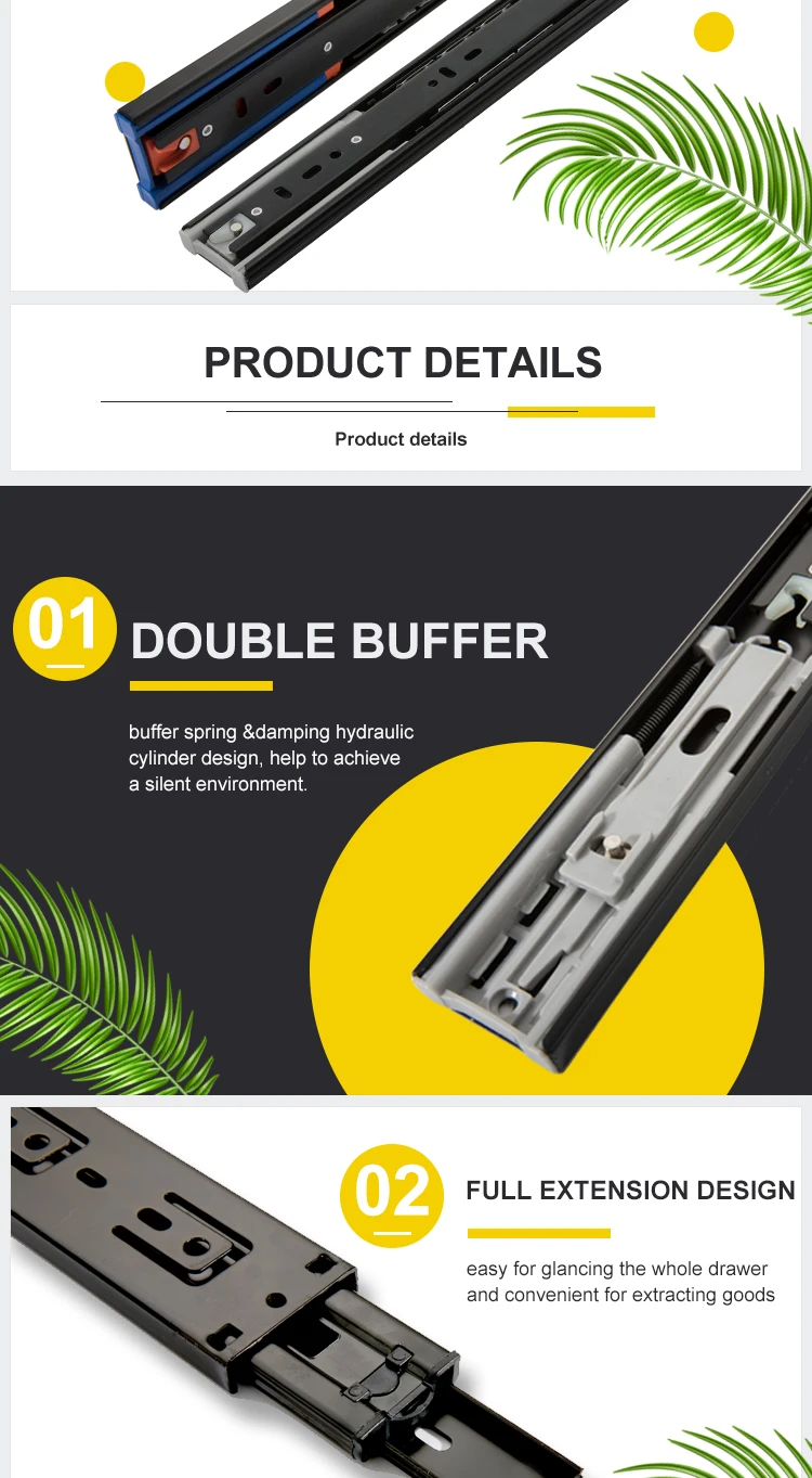 45mm Soft Closing Kitchen Cabinet Dtc Drawer Slides Suppliers