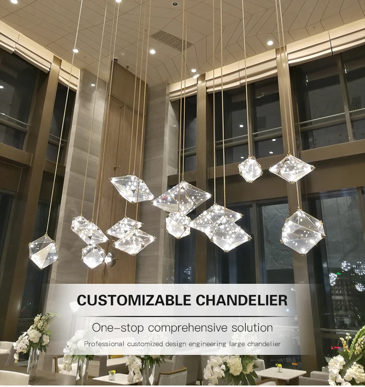 Creative personality hotel glass crystal indoor decoration customizable luxury modern chandelier