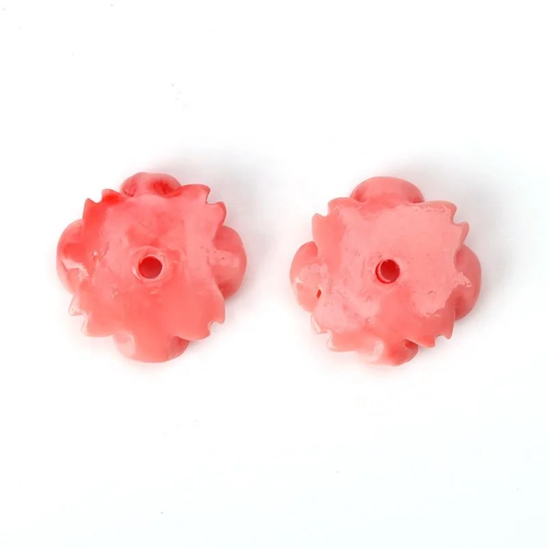 Pink Conch Shell Beads Carved Flower Beads, 14x14x4mm, 1.1g