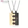 Custom Ring Heart Stainless Steel Couples Four Leaf Clover Pendant Necklace